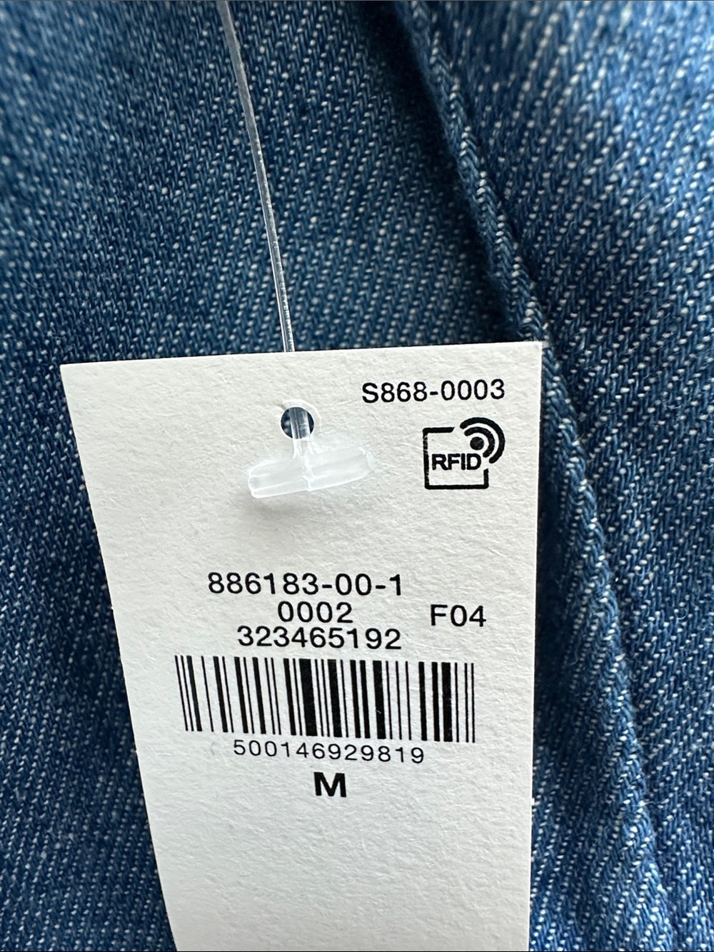 NWT 100% Cotton Old Navy Blue Denim Peasant Button-Front Blouse Size Medium. - Picture 13 of 14